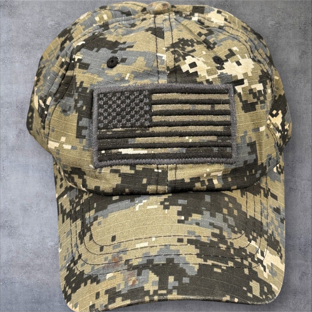 Pit Bull Digital Camo Hat Green American Flag Ripstop Adjustable Patriotic USA